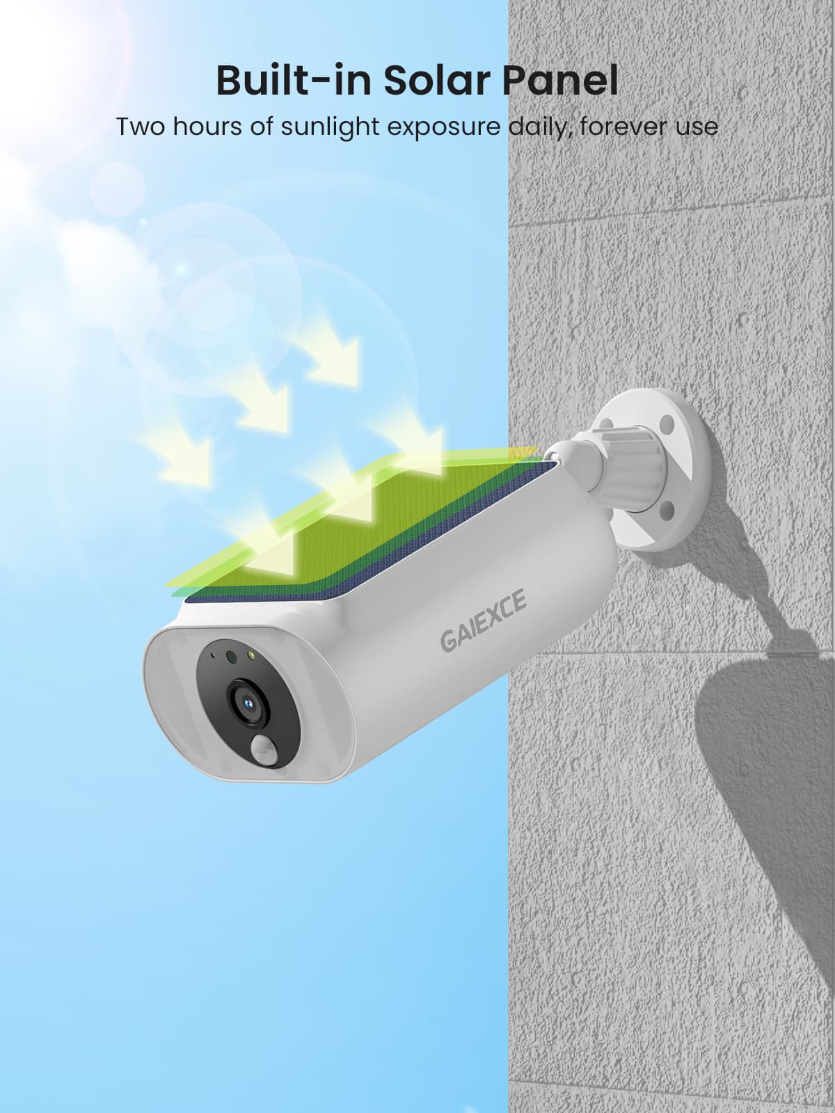 2K 4MP Wireless 2.4/5 Ghz Wi-Fi Security Camera Outdoor with Integrated Solar Panel