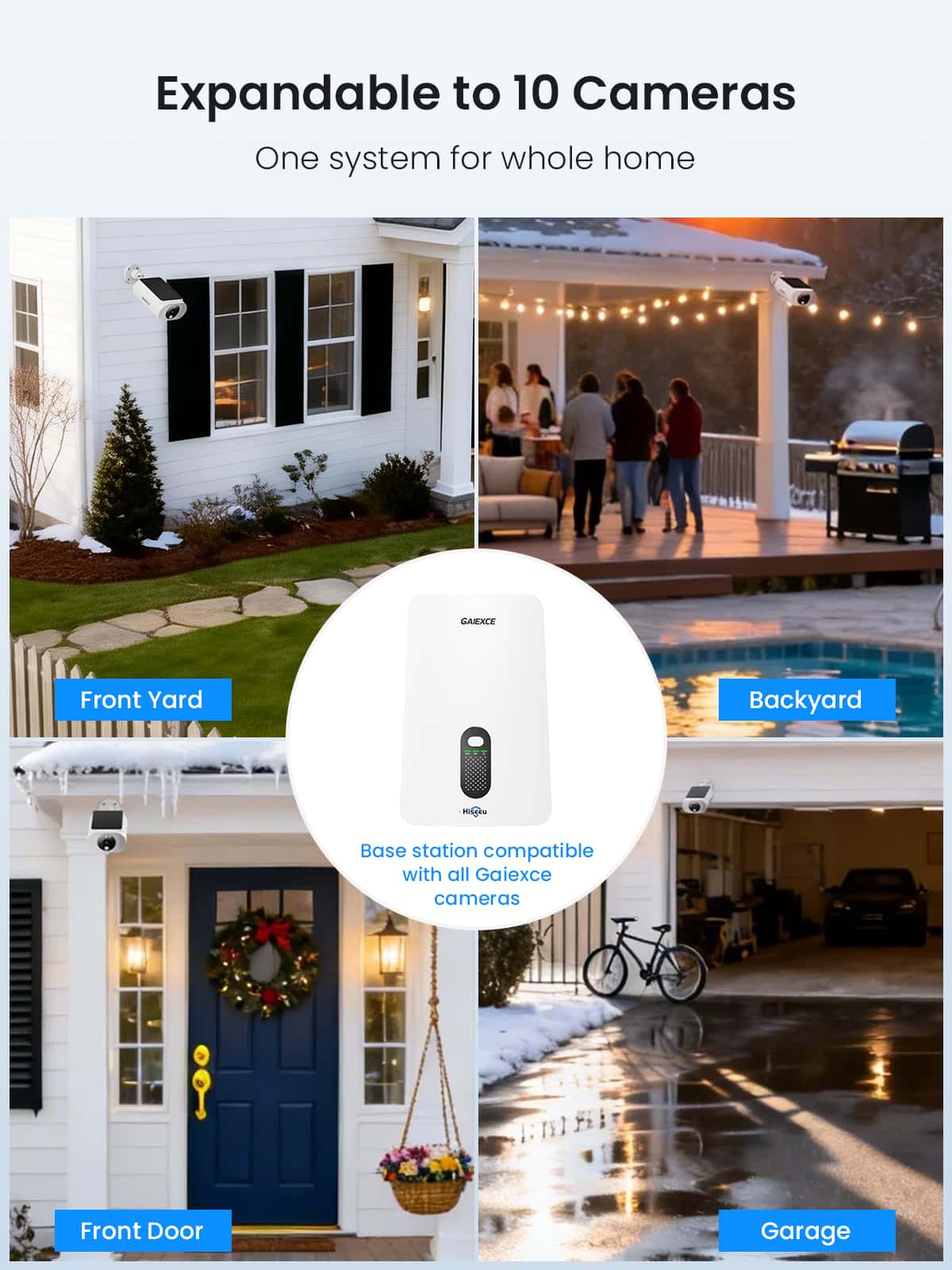 [Wireless Pro, 2.4G&5G WiFi, Expandable 10Channels System] 4MP Wireless Solar Security Camera with 64G Local Storage and Two-Way Audio