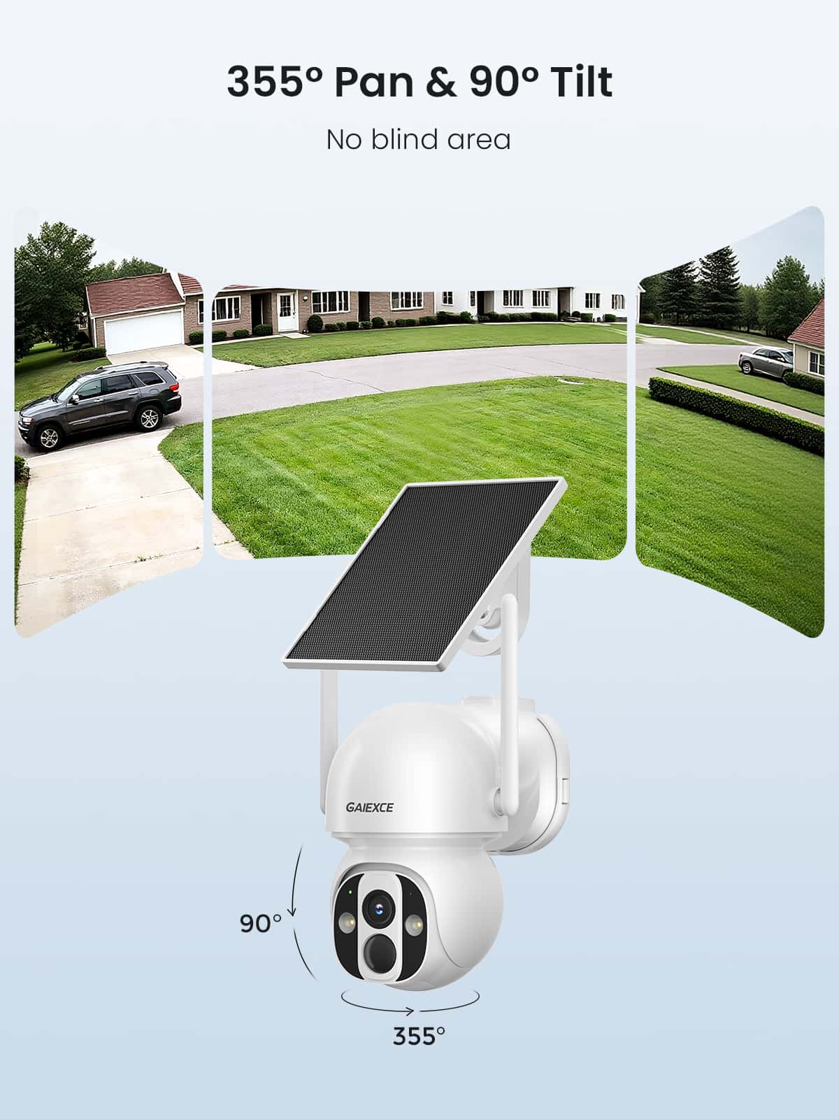 [Wireless Pro, 2.4G&5G WiFi, Expandable 10Channels System] 4MP Wireless Solar 360° Pan & Tilt Security Cameras with Local Storage