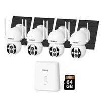 [Wireless Pro, 2.4G&5G WiFi, Expandable 10Channels System] 4MP Wireless Solar 360° Pan & Tilt Security Cameras with Local Storage