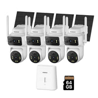 [Wireless Pro, 2.4G&5G WiFi, Expandable 10Channels System] 4MP Wireless Solar Dual Lens Security Camera Outdoor with 64G SD Local Recording