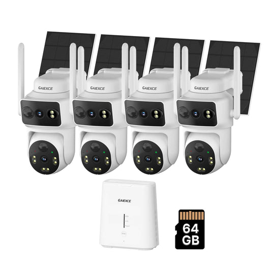 [Wireless Pro, 2.4G&5G WiFi, Expandable 10Channels System] 4MP Wireless Solar Dual Lens Security Camera Outdoor with 64G SD Local Recording