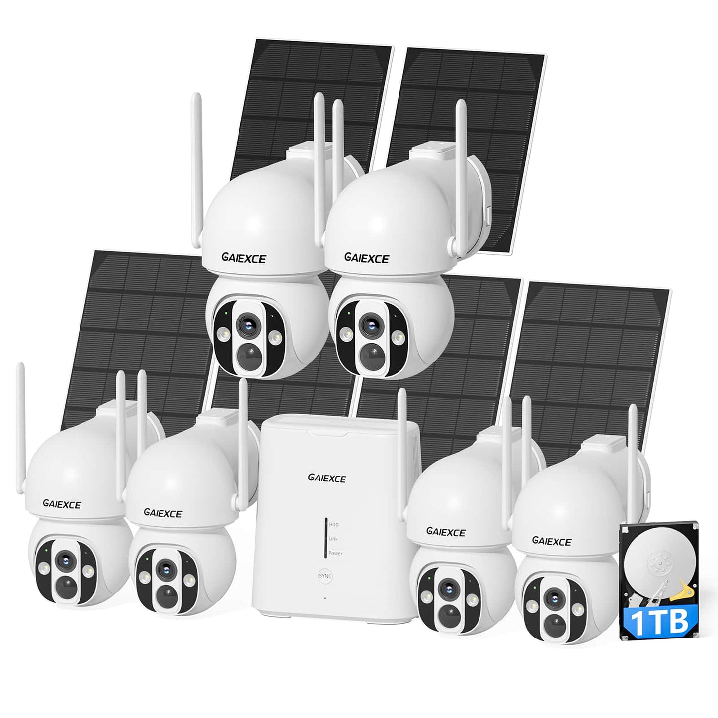 [Wireless Pro, 2.4G&5G WiFi, Expandable 10Channels System] 4MP Wireless Solar 360° Pan & Tilt Security Cameras with Local Storage
