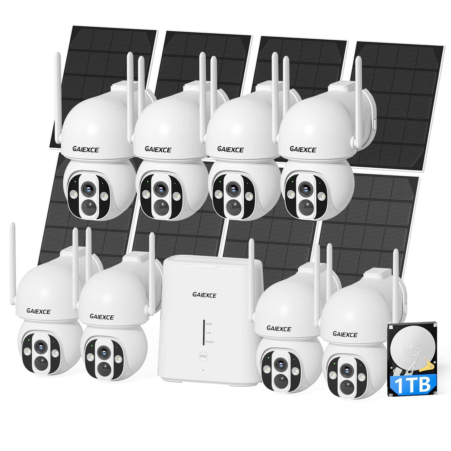 [Wireless Pro, 2.4G&5G WiFi, Expandable 10Channels System] 4MP Wireless Solar 360° Pan & Tilt Security Cameras with Local Storage