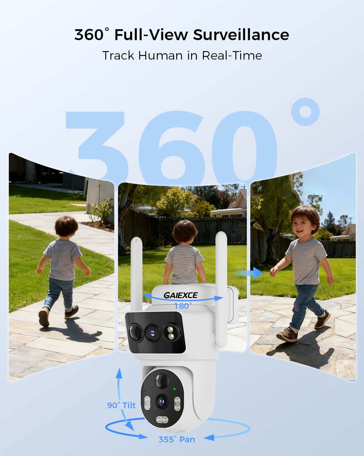 4MP Wireless 2.4G & 5G Solar Dual Lens PTZ 360° Camera with Two-Way Audio