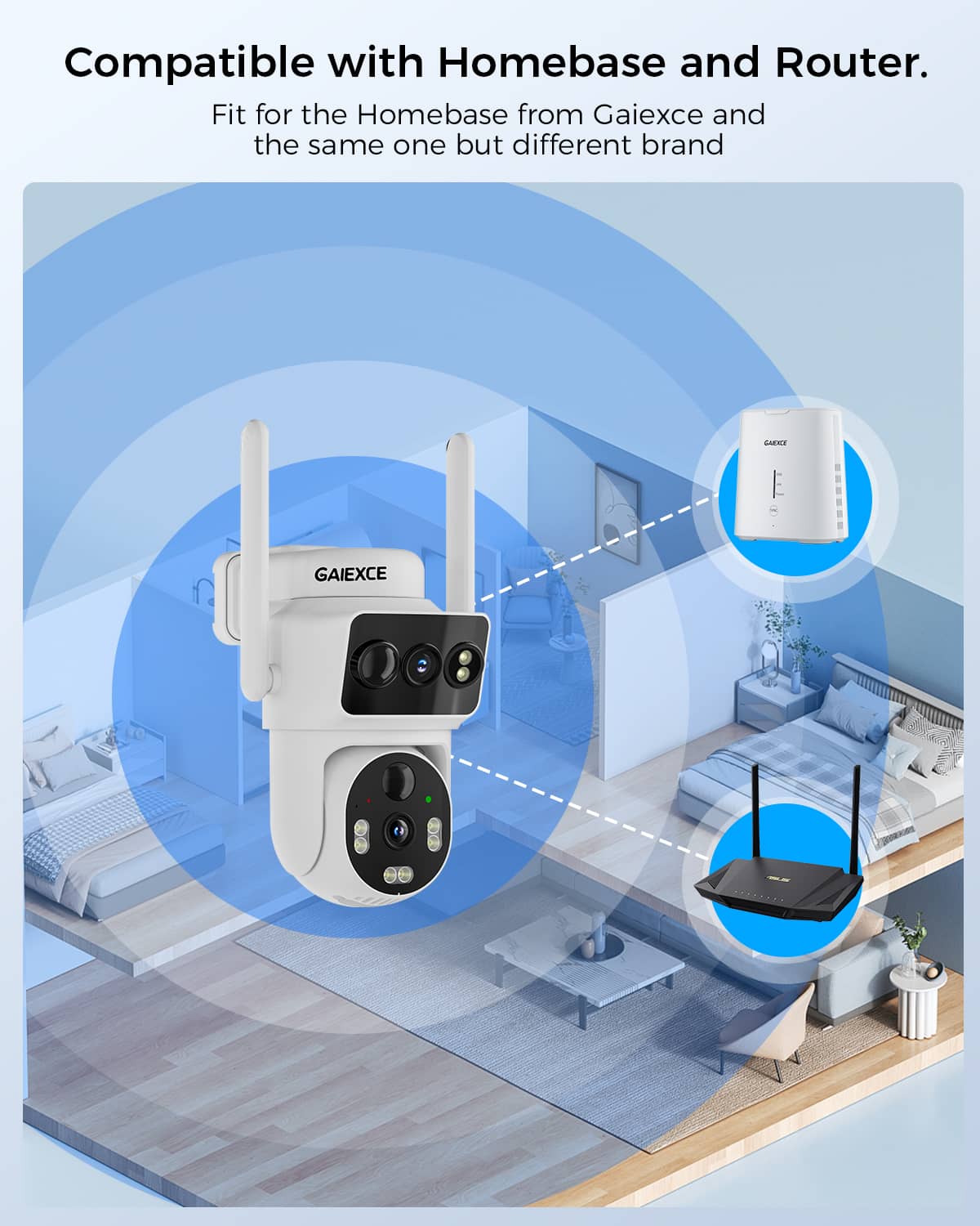 4MP Wireless 2.4G & 5G Solar Dual Lens PTZ 360° Camera with Two-Way Audio