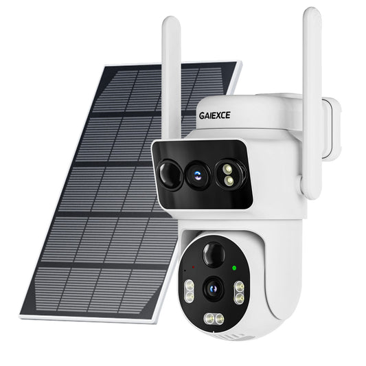 4MP Wireless 2.4G & 5G Solar Dual Lens PTZ 360° Camera with Two-Way Audio